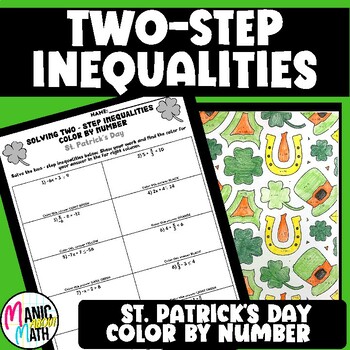 Preview of St. Patrick's Day Solving Two Step Inequalities Color By Number