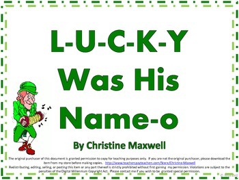 Preview of St. Patrick's Day Song And Posters L-U-C-K-Y Was His Name-O