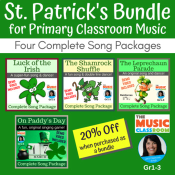 Preview of St. Patrick's Day Song, Dance and Singing Game Bundle - Grades 1-3