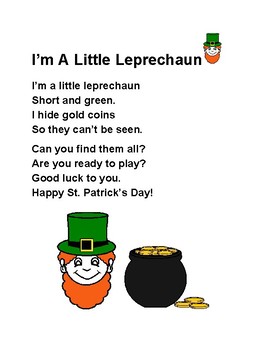 Preview of St. Patrick's Day Song Printable Freebie