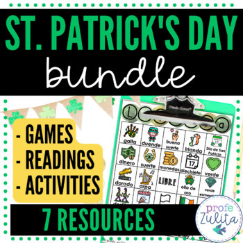 Preview of St. Patrick's Day Spanish Activities Bundle - 8 Resources Día de San Patricio
