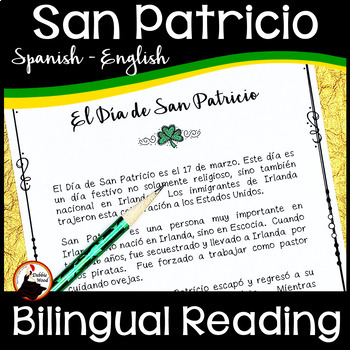 Preview of St. Patrick's Day Spanish Reading Comprehension Passage | El Día de San Patricio