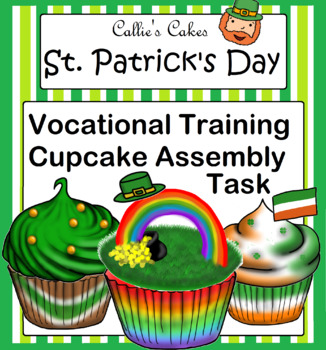 Preview of St. Patrick's Day Special Education Cupcake Assembly Work Box Task