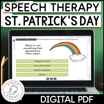 Preview of St. Patrick's Day Speech Therapy Activities Articulation & Language Digital PDF