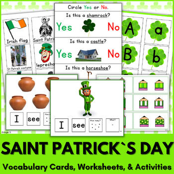 Preview of St Patrick`s Day Speech Therapy Activities Special Ed Autism Vocabulary Cards