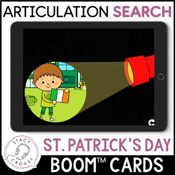 Preview of St. Patrick's Day Speech Therapy Activity Flashlight BOOM™ CARDS Articulation