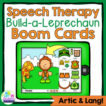 Preview of St. Patrick's Day Speech Therapy Build a Leprechaun Boom Cards