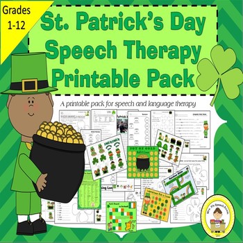 Preview of St Patrick's Day Speech Therapy Printable Pack