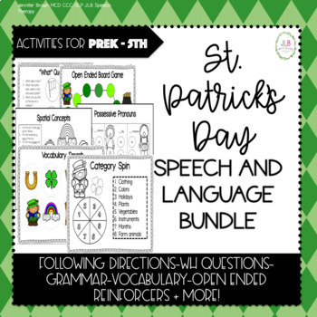Preview of St. Patrick's Day Speech and Language Bundle [NO PREP and Print and GO!]