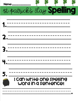 Preview of St. Patrick's Day -Spelling paper