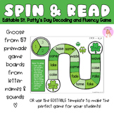 St. Patrick's Day Spin & Read - Editable Decoding Game - K