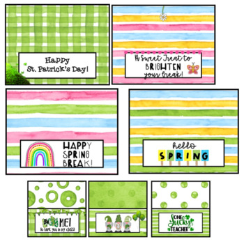 St. Patrick's Day & Spring Break Bag Toppers for Teachers, Staff, or ...