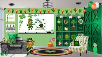 Preview of St. Patrick's Day /St. Paddy's Day Bitmoji Virtual Classroom w/games 