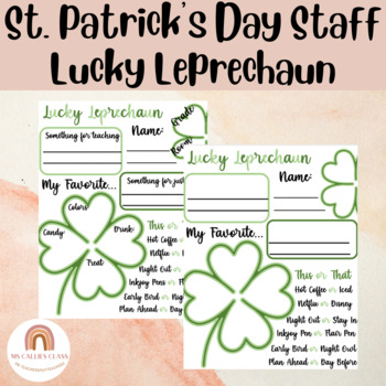 Preview of St Patrick's Day Staff Morale/Bonding- Lucky Leprechaun Staff Sunshine Exchange