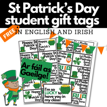 Preview of St Patrick's Day Student Gift Tags English/As Gaeilge