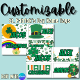 St. Patrick's Day Student Name Tags- Edit with Canva