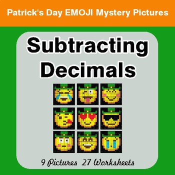 St Patrick's Day: Subtracting Decimals - Color-By-Number Math Mystery Pictures