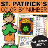 St. Patrick's Day Subtraction Facts Color by Number Worksh