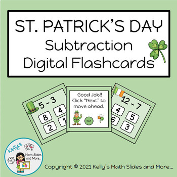 Preview of St. Patrick's Day Subtraction Flashcard Game