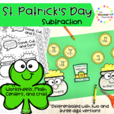 St. Patrick's Day Subtraction - Math Center, Worksheets, a