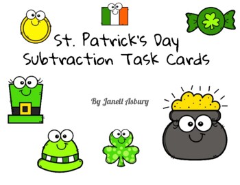 Preview of St. Patrick's Day Subtraction Task Cards