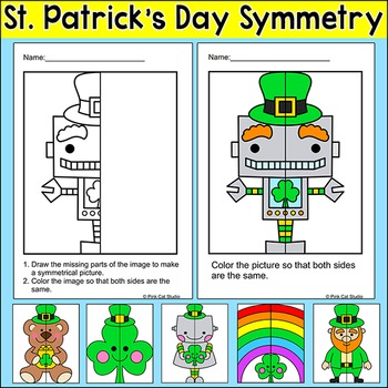 Preview of St. Patrick's Day Math Lines of Symmetry Activity