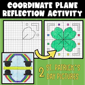 Preview of St. Patrick's Day Symmetry and Reflection - Coordinate Plane Mystery Pictures