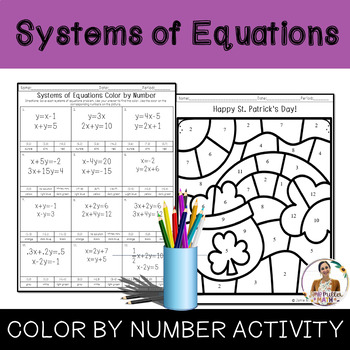 Preview of St. Patrick's Day Systems of Equations Color By Number Activity