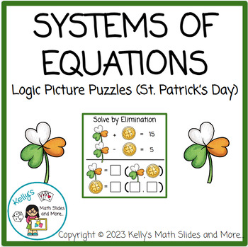 Preview of St. Patrick's Day - Systems of Equations Logic Picture Puzzles