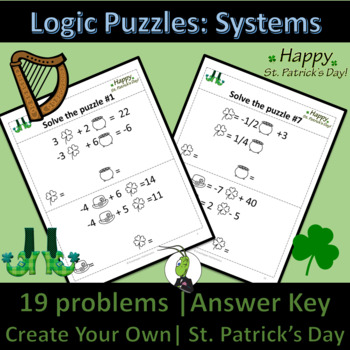 Preview of St. Patrick's Day Systems of Equations | Number Sense Logic Puzzles | Algebra 1
