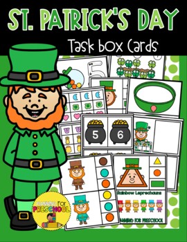 Preview of St. Patrick's Day Task Box Cards