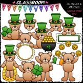 St. Patrick's Day Teddy Bears - Clip Art & B&W Set