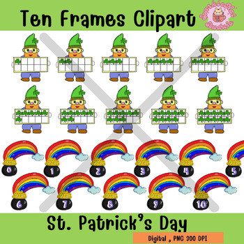 Preview of St. Patrick’s Day Ten frame template, St. Patrick’s Day Ten frame clipart