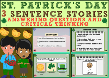 Preview of St. Patrick's Day Theme: 3 Sentence Stories Boom Cards