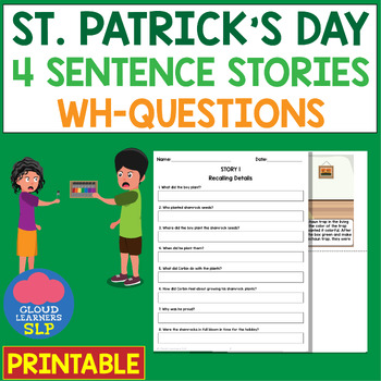 Preview of St. Patrick's Day Theme: 4 Sentence Stories Printable