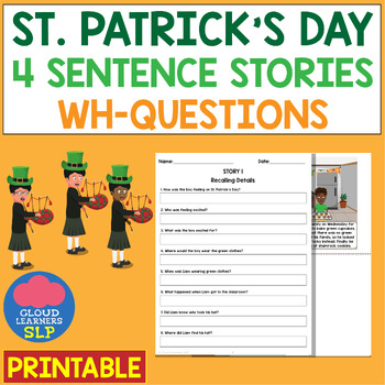 Preview of St. Patrick's Day Theme: 4 Sentence Stories Printable Vol 2