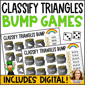 Preview of Classify Triangles Digital and Printable Bump Game - St. Patrick's Day Theme
