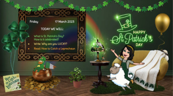Preview of St. Patrick's Day Theme | Customizable Dynamic Moving Bitmoji Classroom