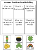 St. Patrick's Day Themed Answer the Question Preschool and