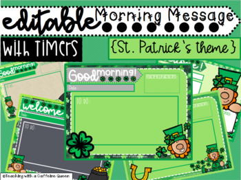 Preview of St. Patrick's Day Themed Classroom Slides with Timers