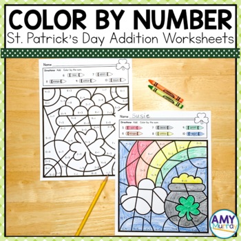 st patrick s day color by number kindergarten math worksheets tpt