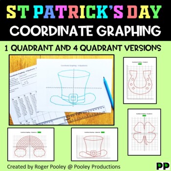 Preview of St Patrick's Day Themed Coordinate Plane Graphing Pictures
