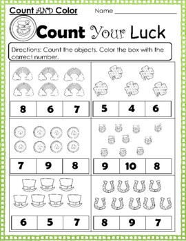 Preview of St. Patrick's Day Themed Counting Worksheets