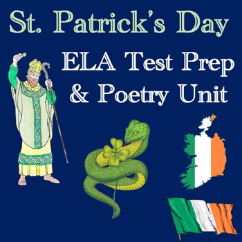 Preview of St. Patrick's Day Themed High School ELA Test Prep & Poetry Unit