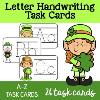 Preview of St. Patrick's Day Themed: Letter Handwriting Task Cards for Literacy Centers