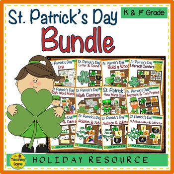 Preview of St. Patrick's Day Themed Literacy & Math Bundle for Kindergarten & 1st Grade