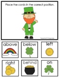 St. Patrick's Day Themed Printable Preschool Positional Game.