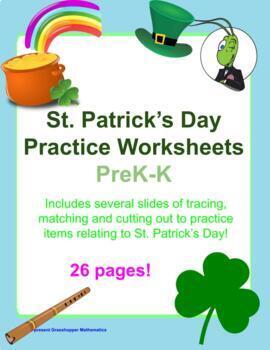 Preview of St. Patrick's Day Tracing Matching Prek Worksheets Google