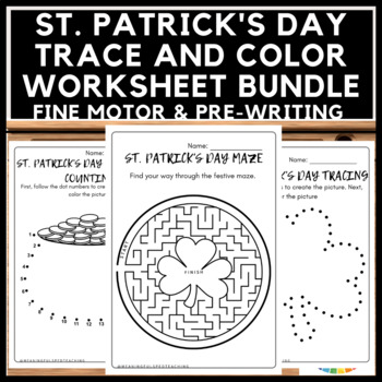 Preview of St. Patrick's Day Tracing, Maze, Dot to Dot and Coloring Printable Worksheets