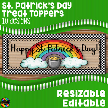 Preview of St. Patrick's Day Treat Bag Toppers Editable and Resizable